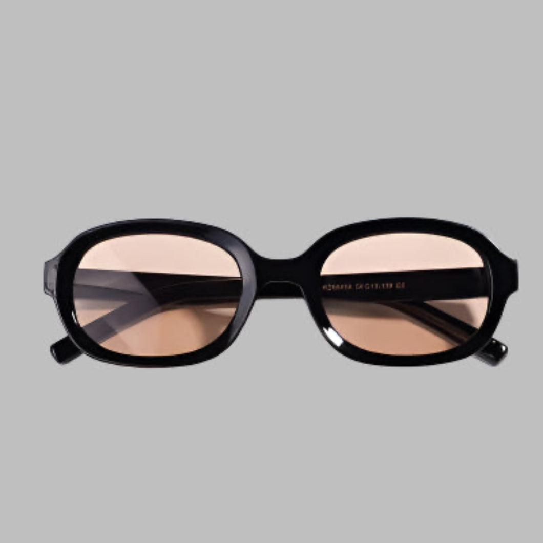 BROWN RETRO OVAL GLASSES
